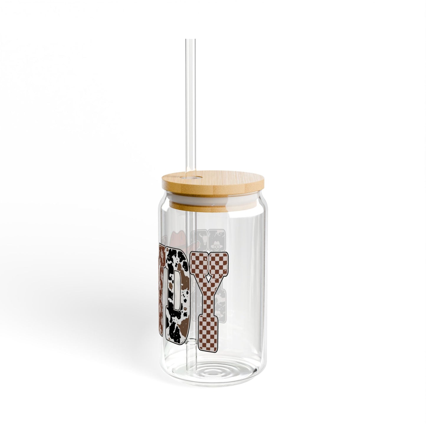 Cowboy Ghost Sipper Glass — 16oz Rustic Western Drink Jar with Straw
