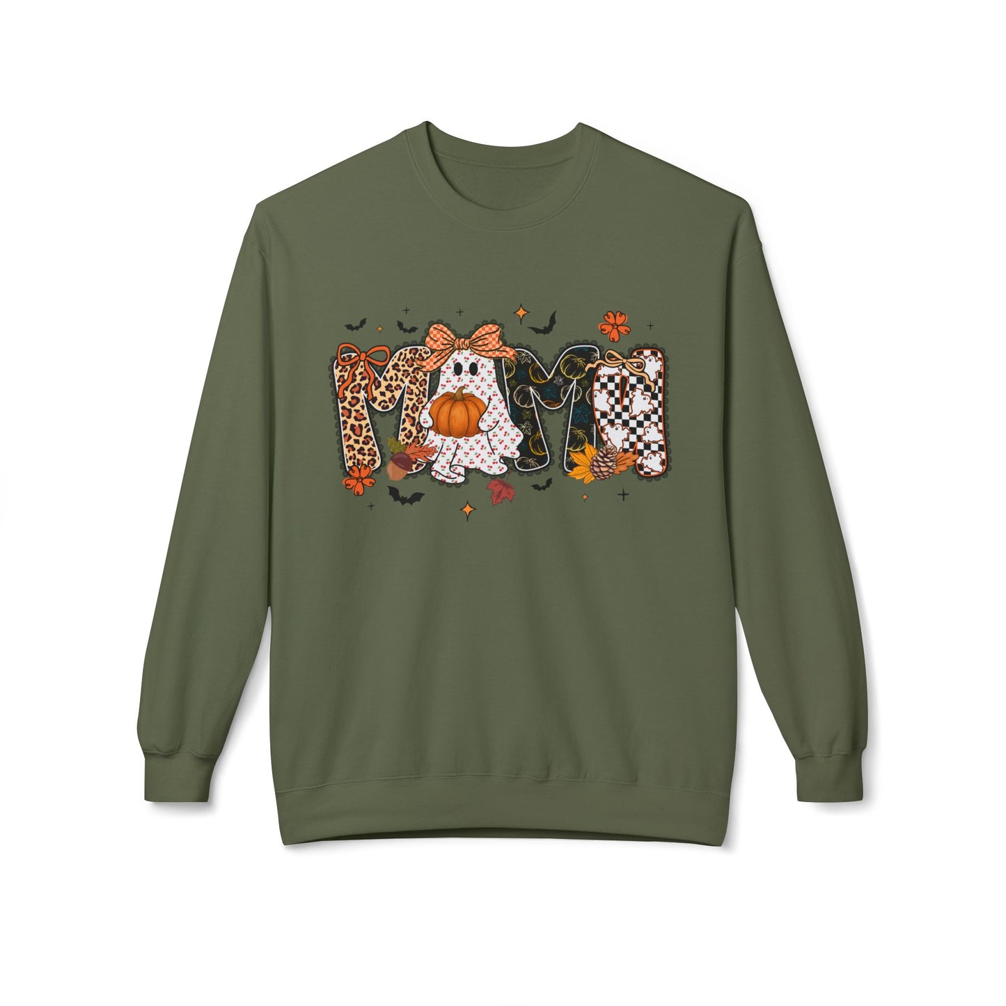 Mom Halloween Sweatshirt — Cute Pumpkin & Leopard Fall Crewneck