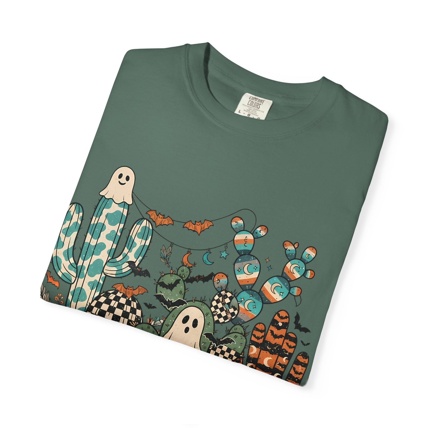 Cactus Patch Halloween T-Shirt — Whimsical Ghosts & Desert Succulents