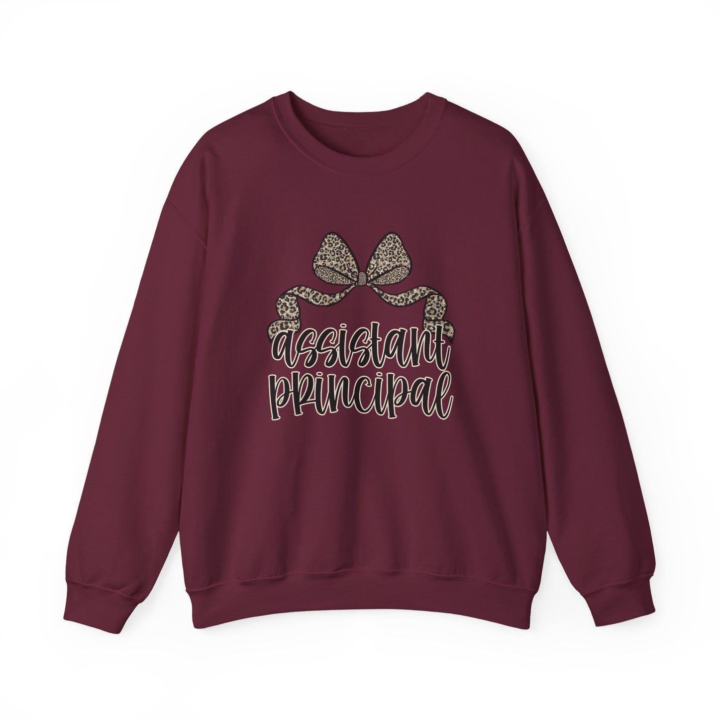 Assistant Principal Sweatshirt — Leopard Bow Crewneck for School Leaders