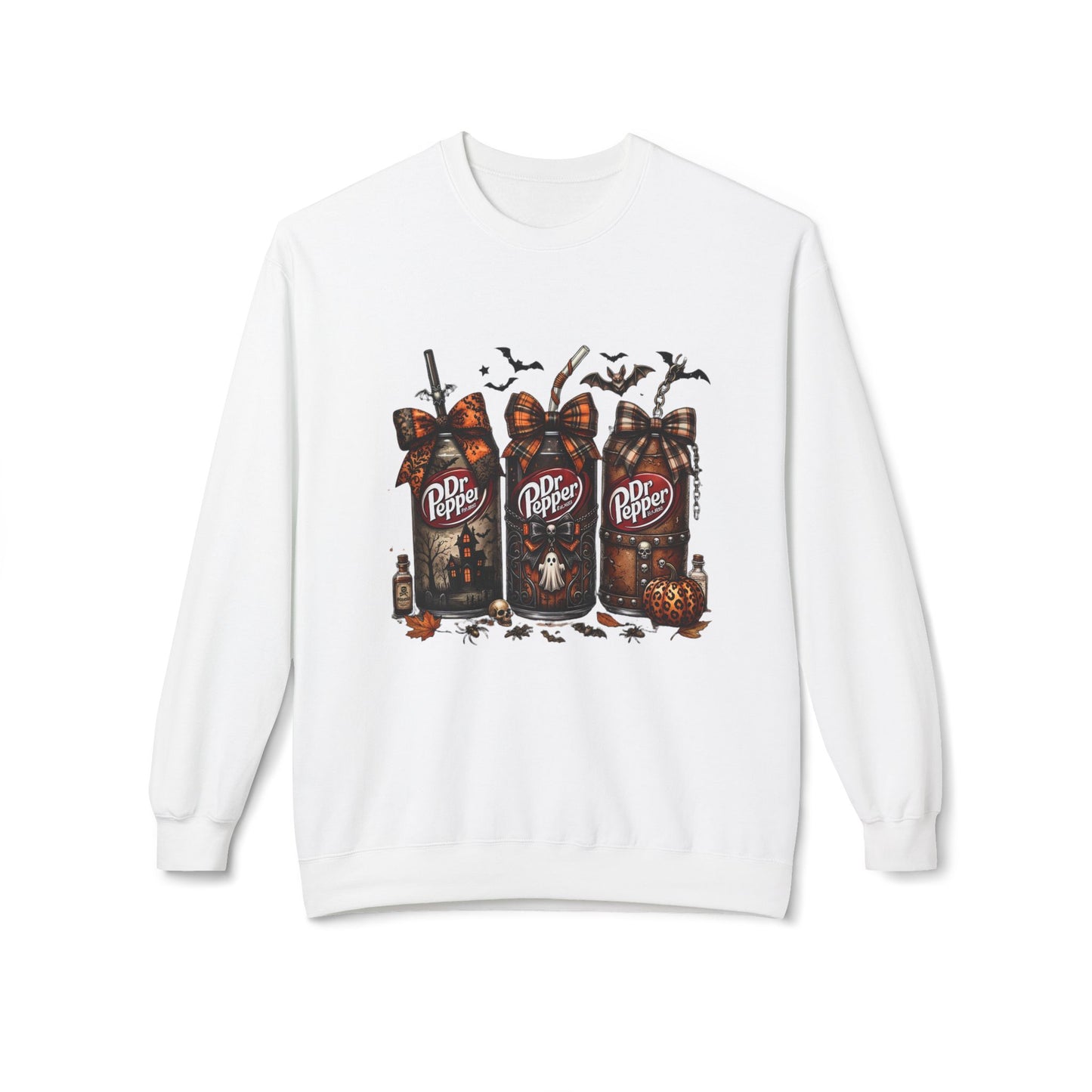 Halloween Dr Pepper Crewneck Sweatshirt — Spooky Soda Bottle Graphic