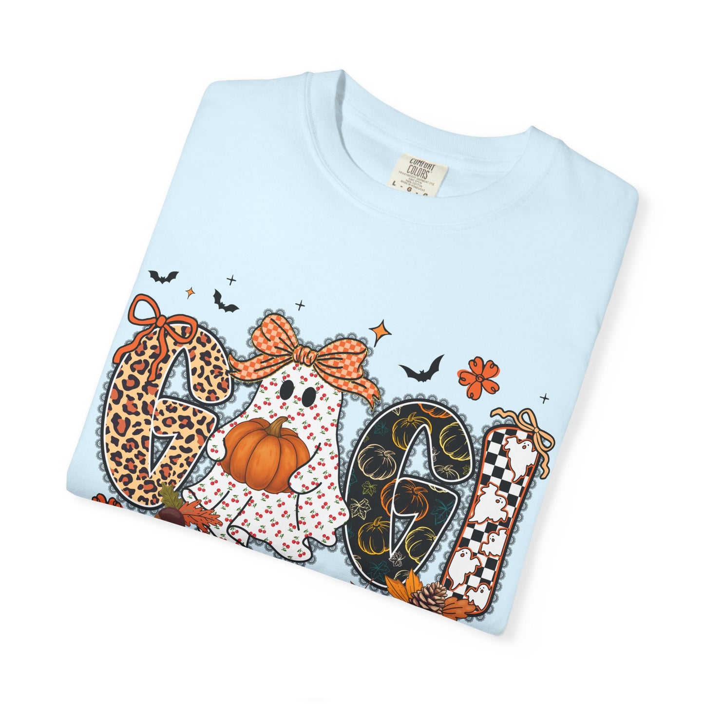 Halloween "Gigi" T-Shirt — Pumpkin, Leopard & Mask Fall Tee
