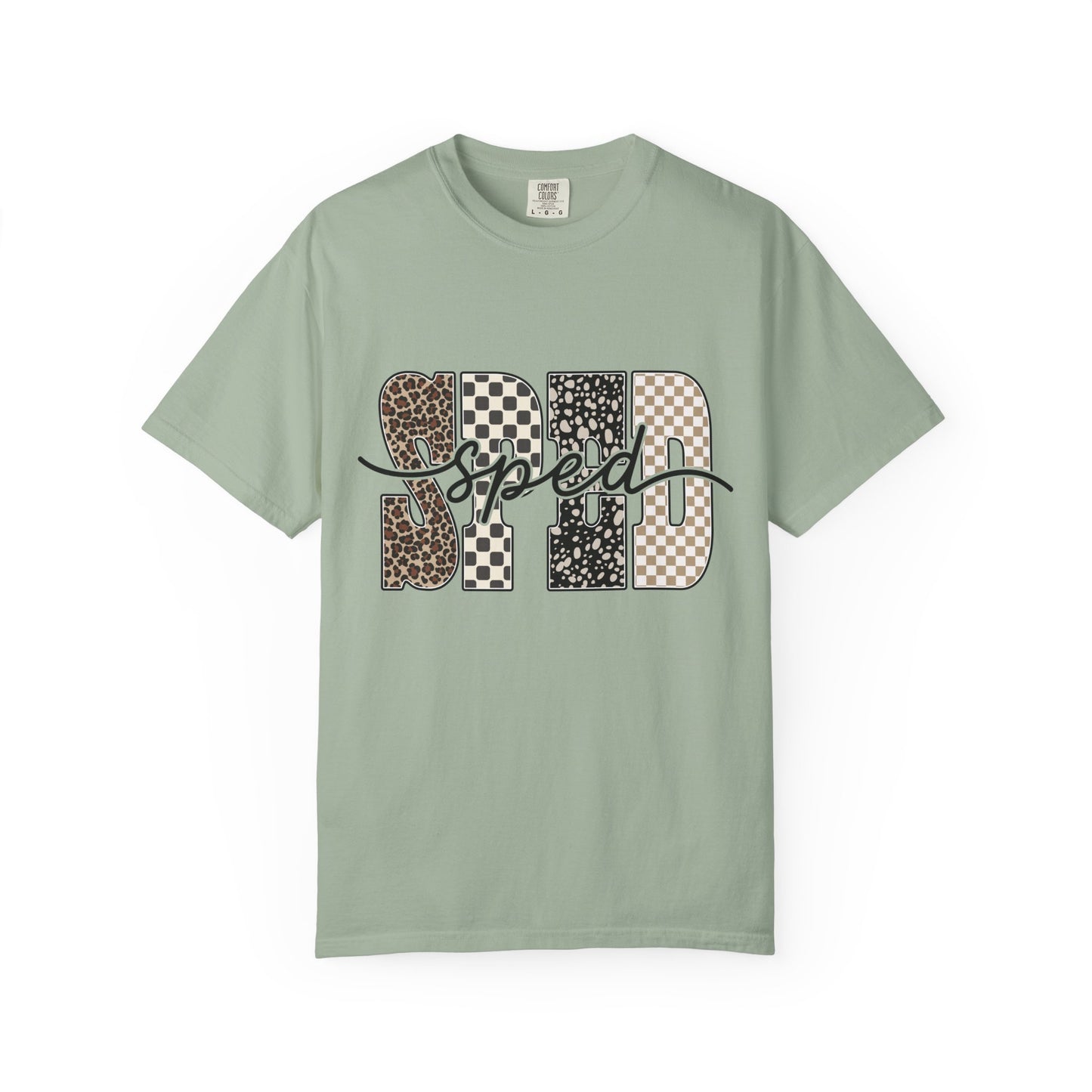 Sped Leopard & Checker Tee — Graphic Retro Racing T-Shirt