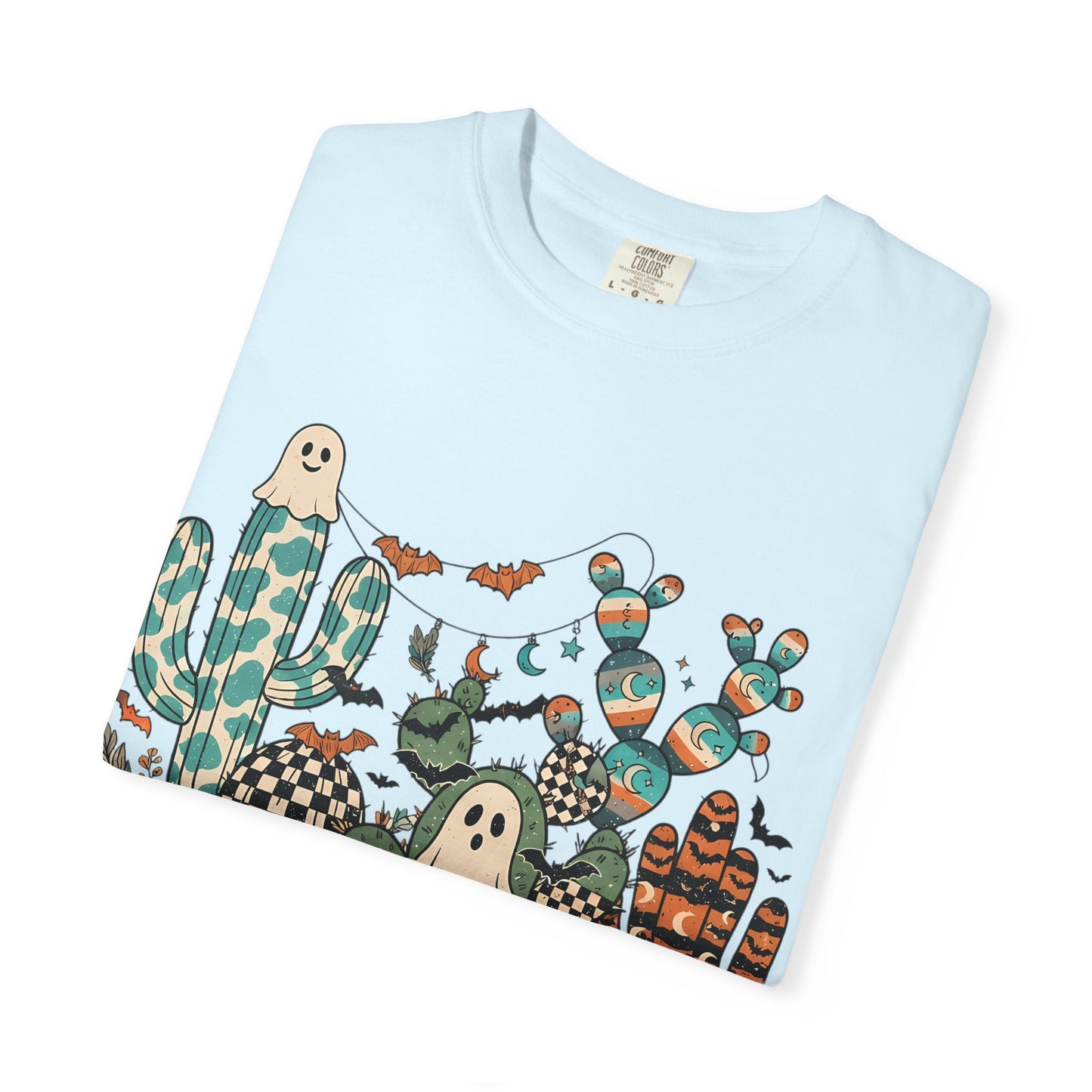 Cactus Patch Halloween T-Shirt — Whimsical Ghosts & Desert Succulents