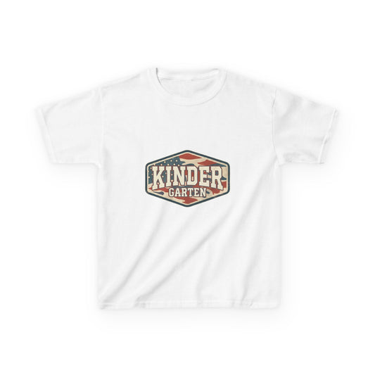 Kindergarten Retro Badge Kids T-Shirt — Back to School Tee