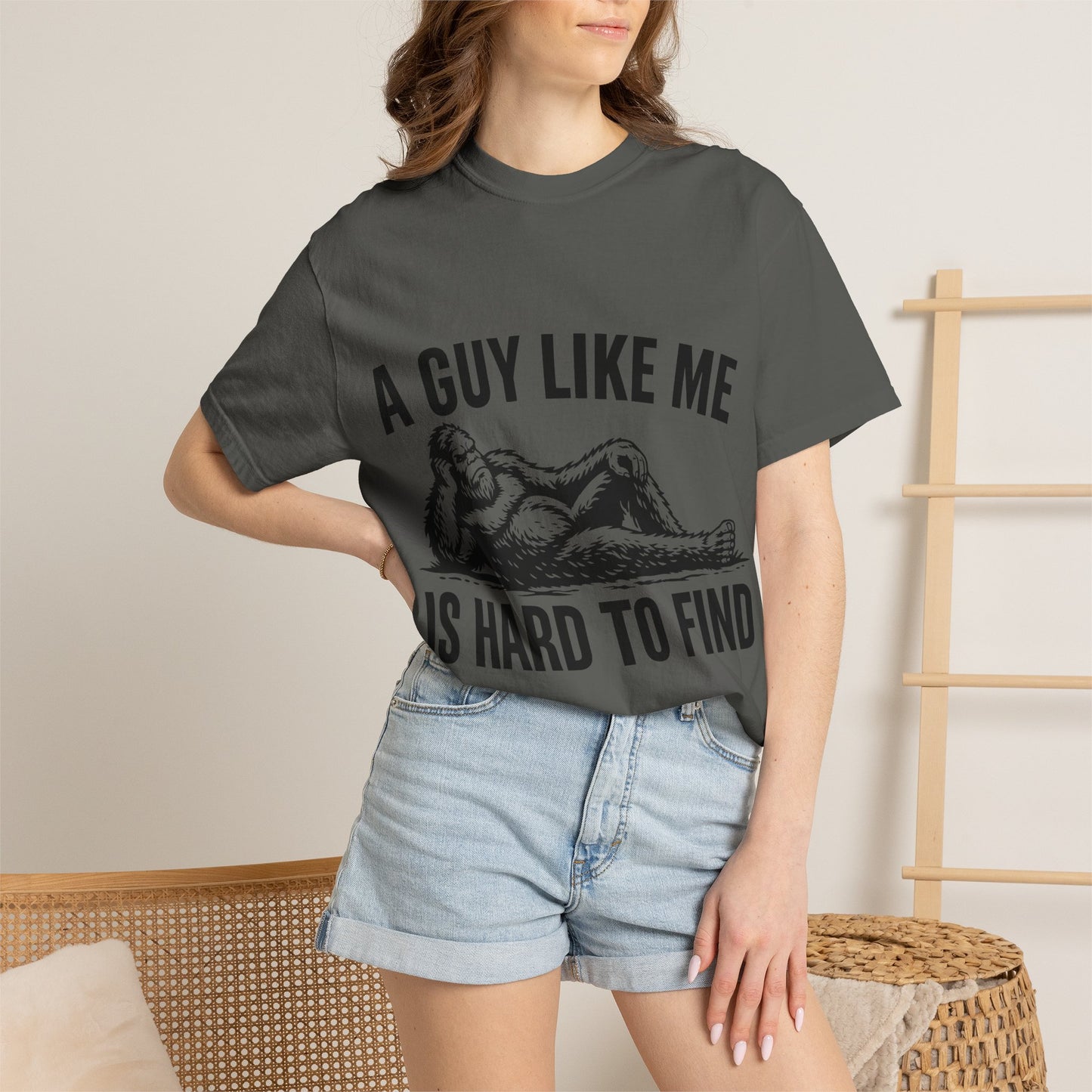 Graphic T-Shirt — “A Guy Like Me Is Hard to Find” Vintage Reclining Figure Tee