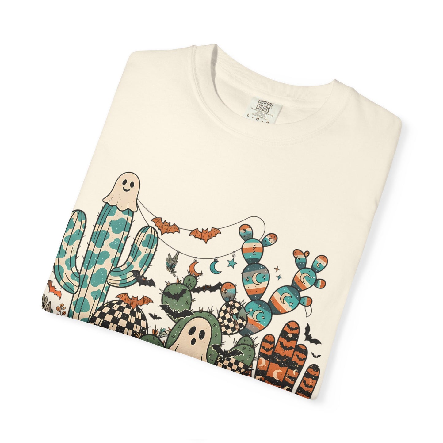 Cactus Patch Halloween T-Shirt — Whimsical Ghosts & Desert Succulents