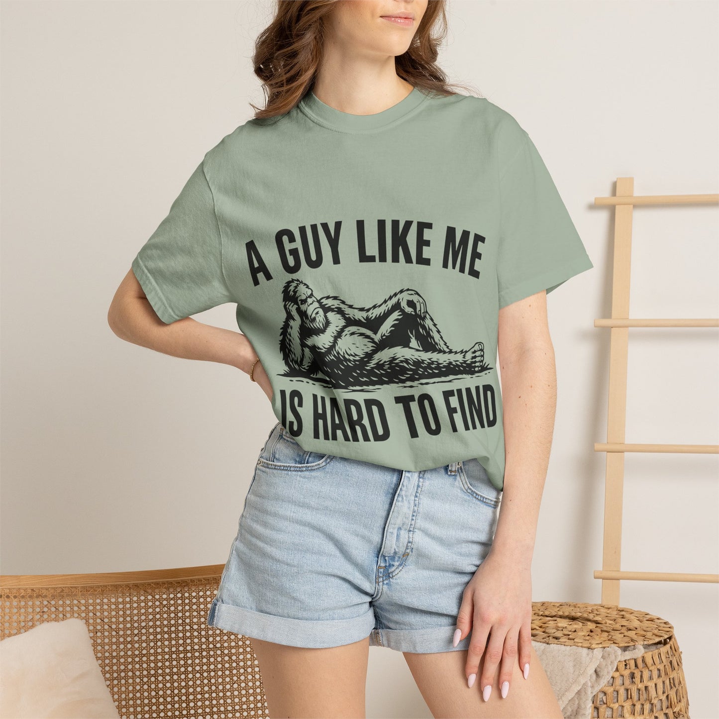 Graphic T-Shirt — “A Guy Like Me Is Hard to Find” Vintage Reclining Figure Tee