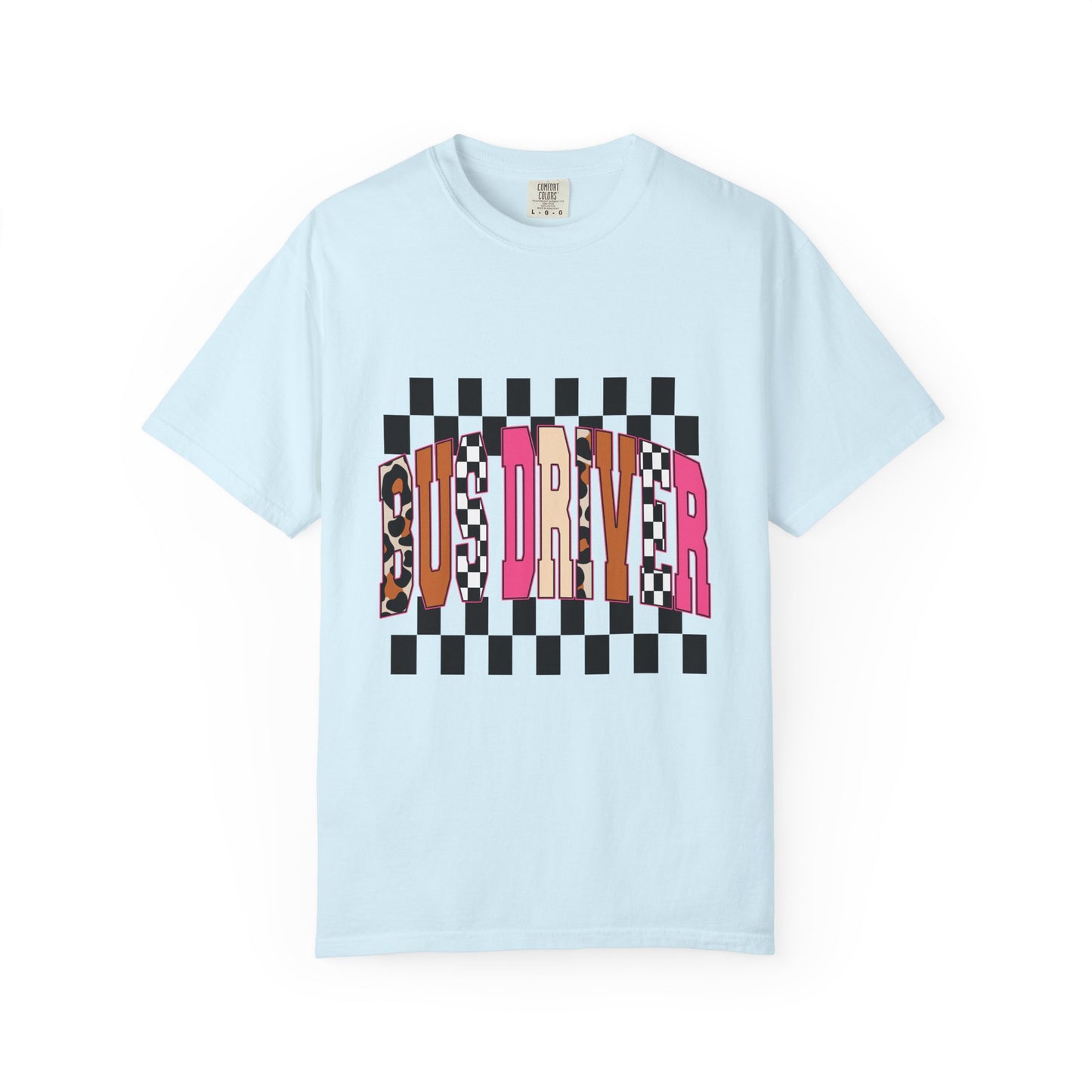 T-Shirt — 'Bus Driver' Checkerboard Graphic Tee (Retro Skate/Punk Vibe)