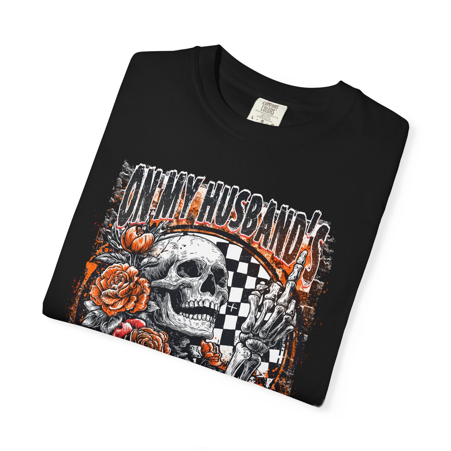 Easy Nerve T-Shirt — Skull, Roses & Racing Flag Graphic Tee