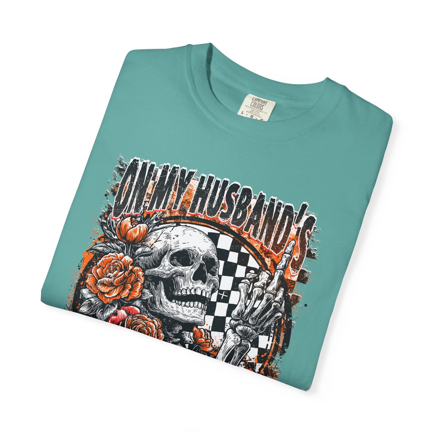 Easy Nerve T-Shirt — Skull, Roses & Racing Flag Graphic Tee