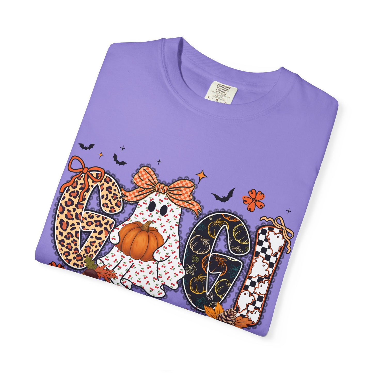 Halloween "Gigi" T-Shirt — Pumpkin, Leopard & Mask Fall Tee