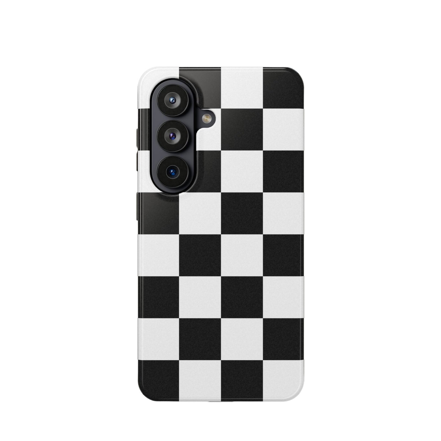 Black & White Checkered Magnetic Impact Phone Case — Shockproof, Wireless Charging Compatible