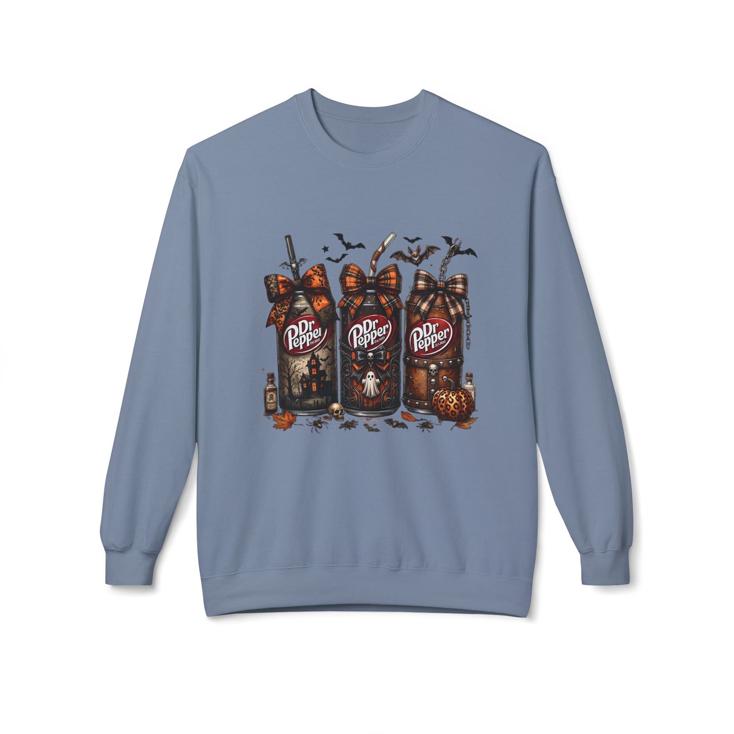 Halloween Dr Pepper Crewneck Sweatshirt — Spooky Soda Bottle Graphic