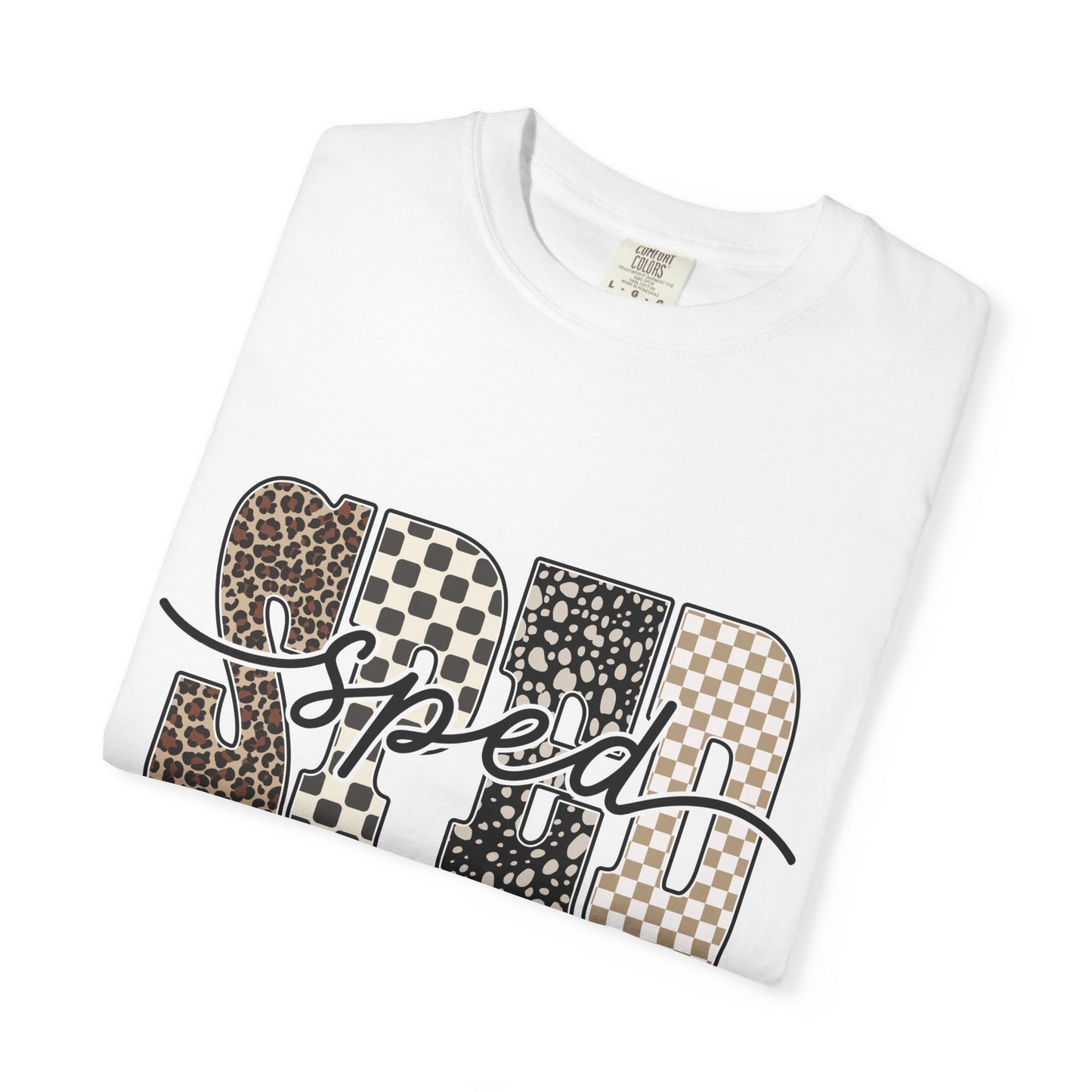 Sped Leopard & Checker Tee — Graphic Retro Racing T-Shirt