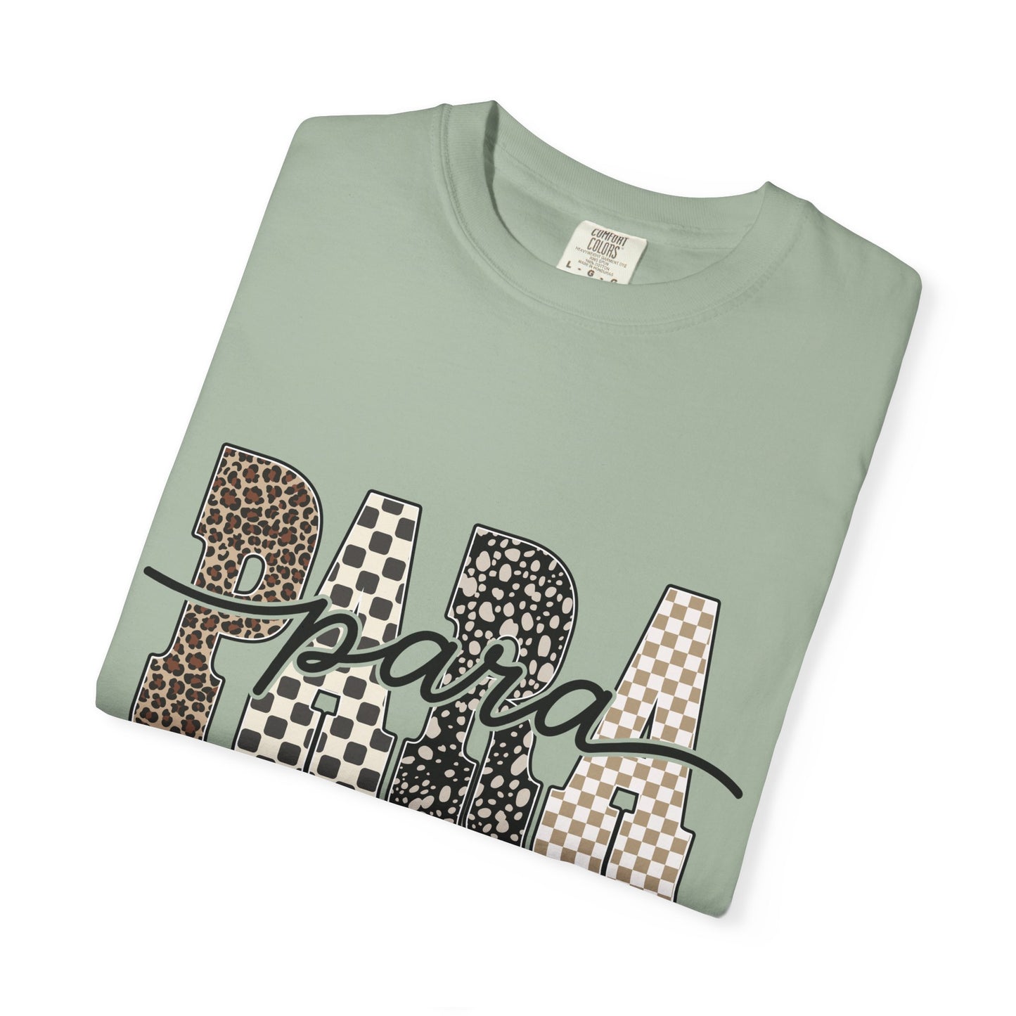 Para T-Shirt — Leopard & Checker Block Letter Graphic Tee