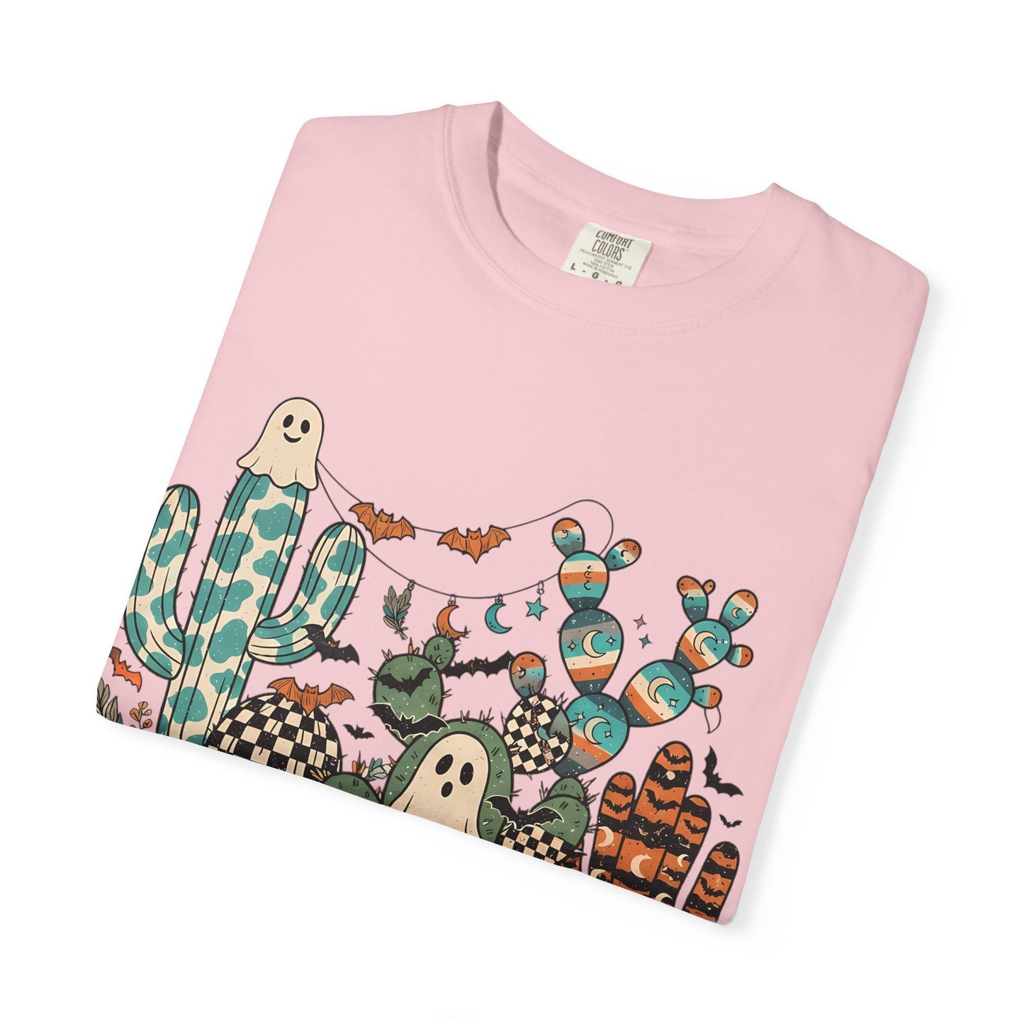 Cactus Patch Halloween T-Shirt — Whimsical Ghosts & Desert Succulents