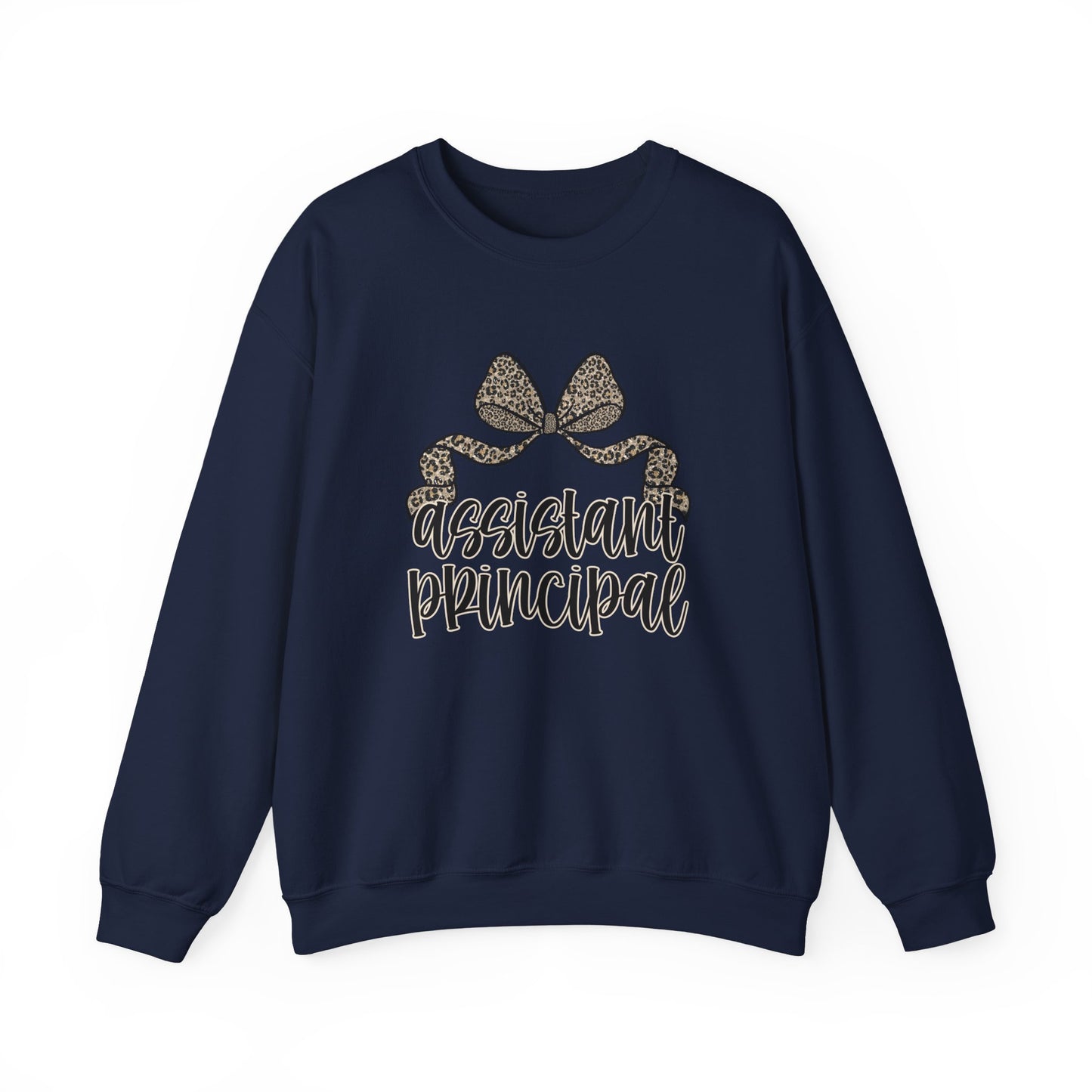 Assistant Principal Sweatshirt — Leopard Bow Crewneck for School Leaders