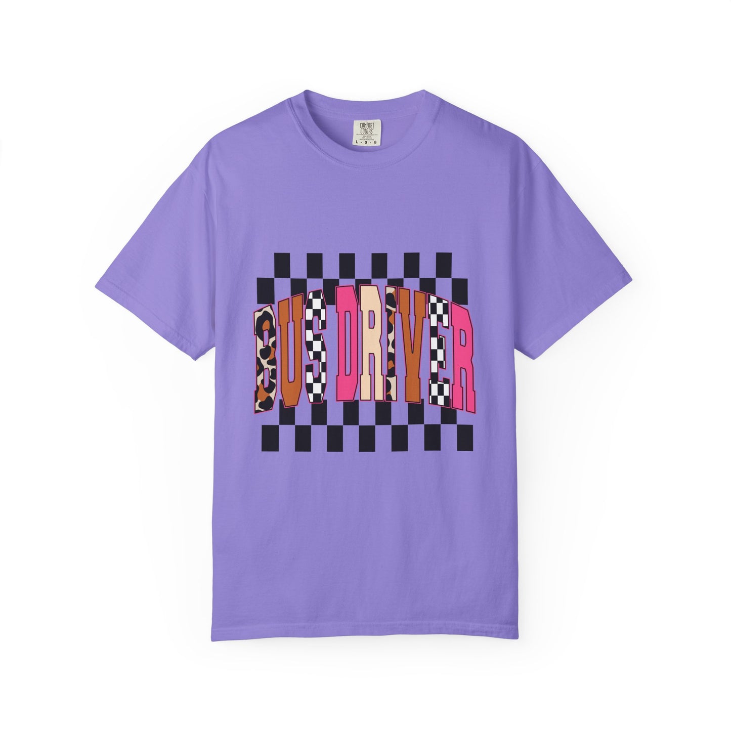 T-Shirt — 'Bus Driver' Checkerboard Graphic Tee (Retro Skate/Punk Vibe)