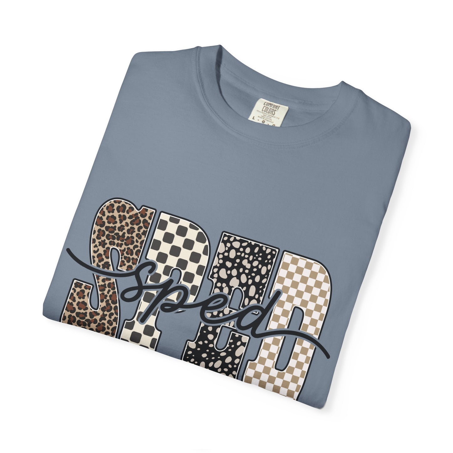 Sped Leopard & Checker Tee — Graphic Retro Racing T-Shirt