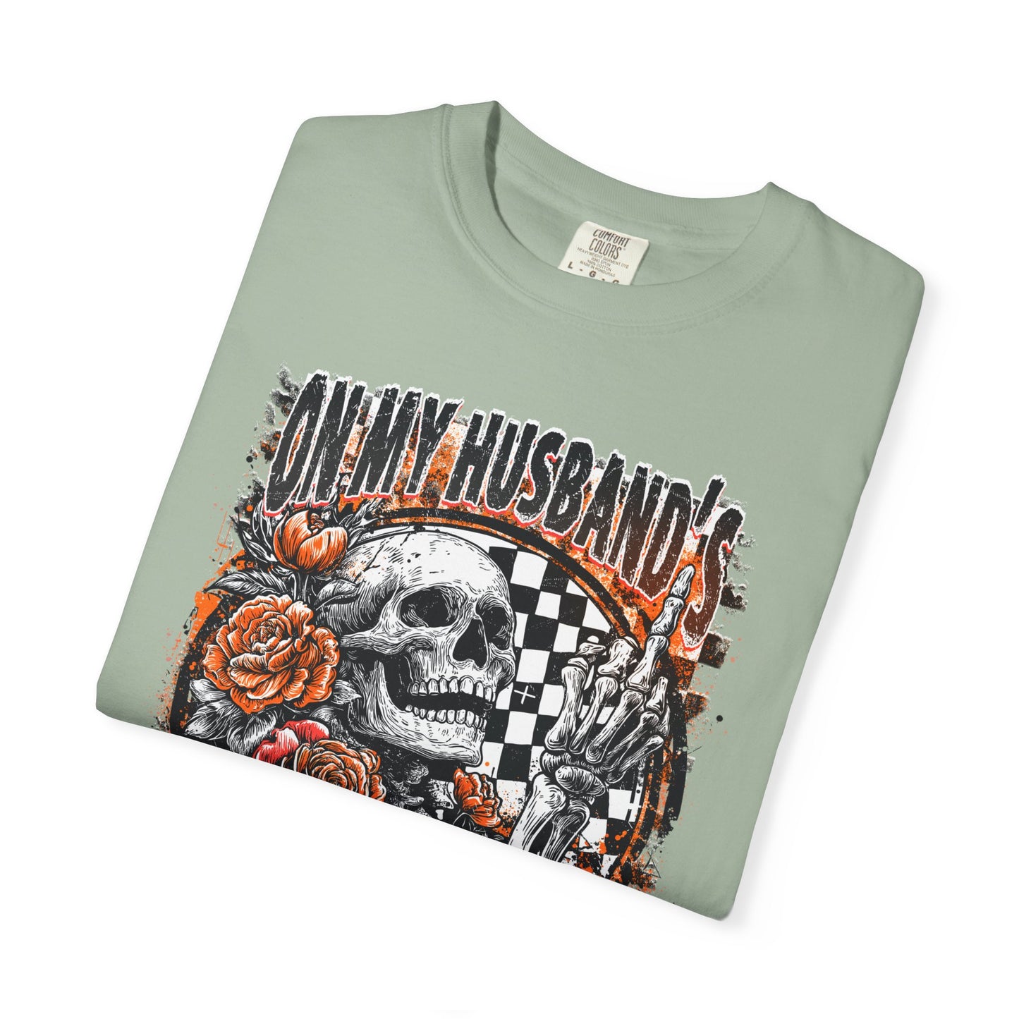 Easy Nerve T-Shirt — Skull, Roses & Racing Flag Graphic Tee