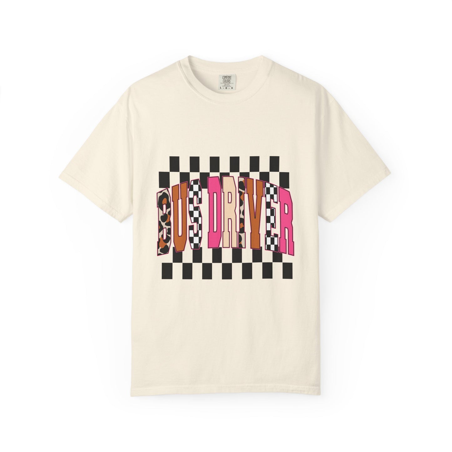 T-Shirt — 'Bus Driver' Checkerboard Graphic Tee (Retro Skate/Punk Vibe)