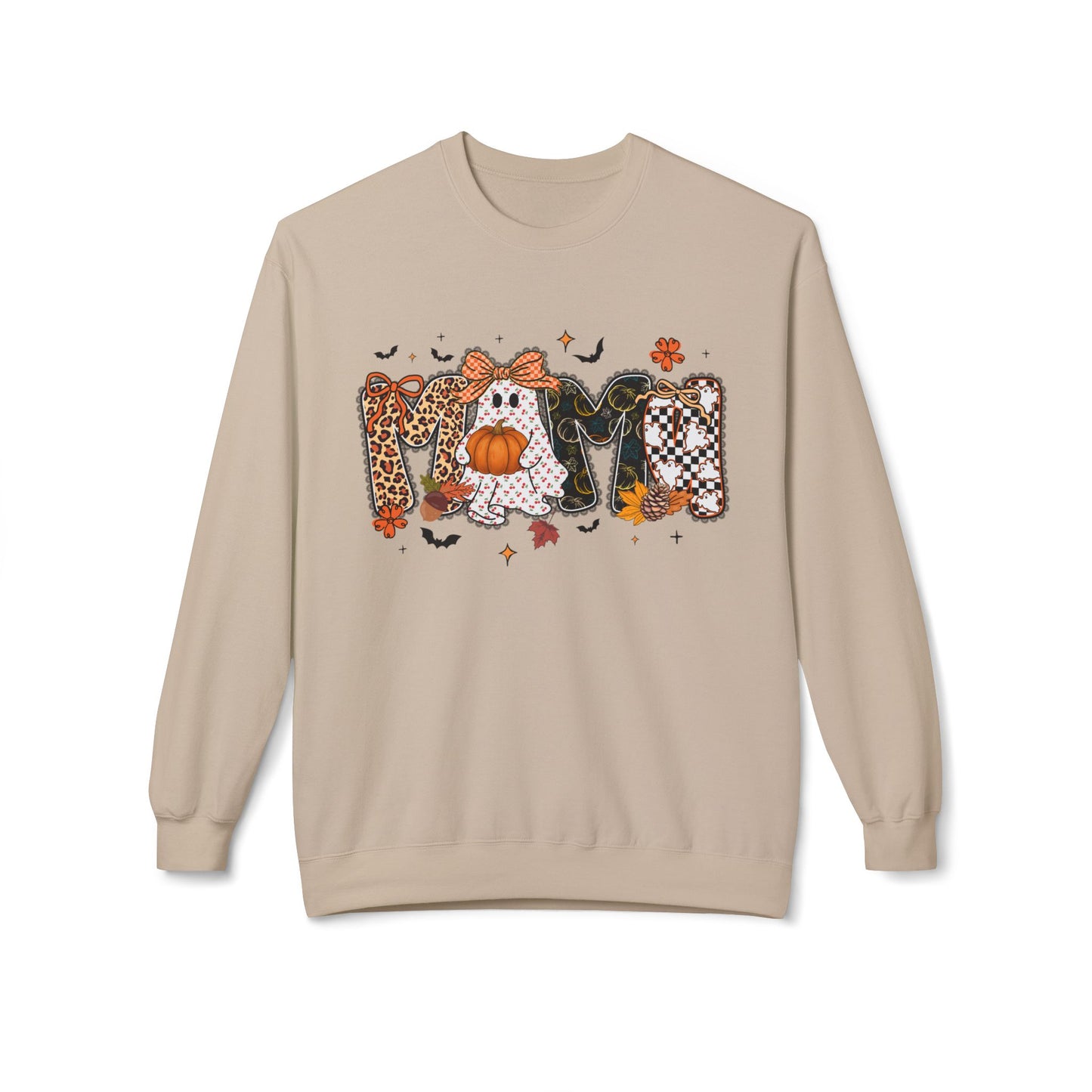Mom Halloween Sweatshirt — Cute Pumpkin & Leopard Fall Crewneck
