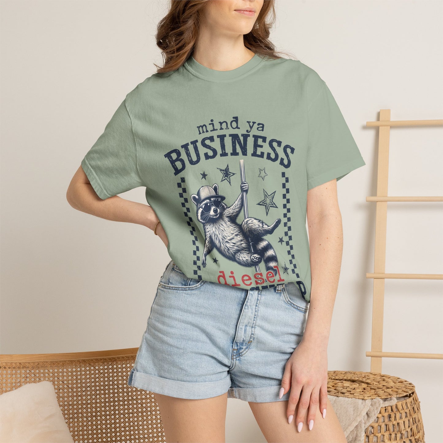 Mind Ya Business Raccoon T-Shirt — "Diesel Ain't Cheap" Graphic Tee