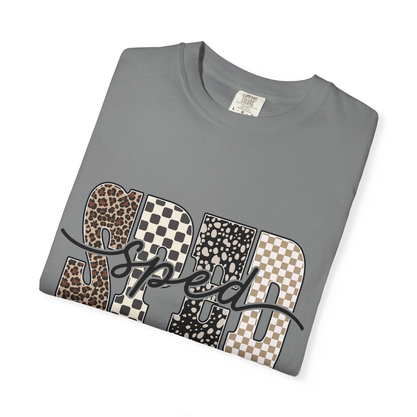 Sped Leopard & Checker Tee — Graphic Retro Racing T-Shirt