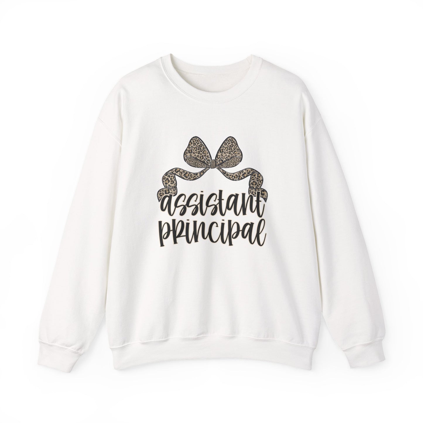 Assistant Principal Sweatshirt — Leopard Bow Crewneck for School Leaders