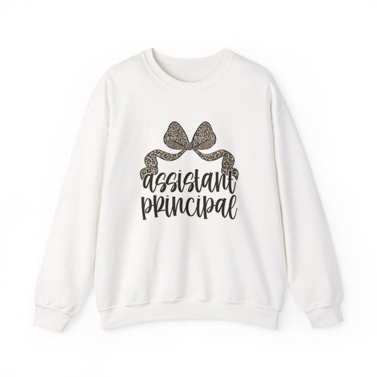 Assistant Principal Sweatshirt — Leopard Bow Crewneck for School Leaders