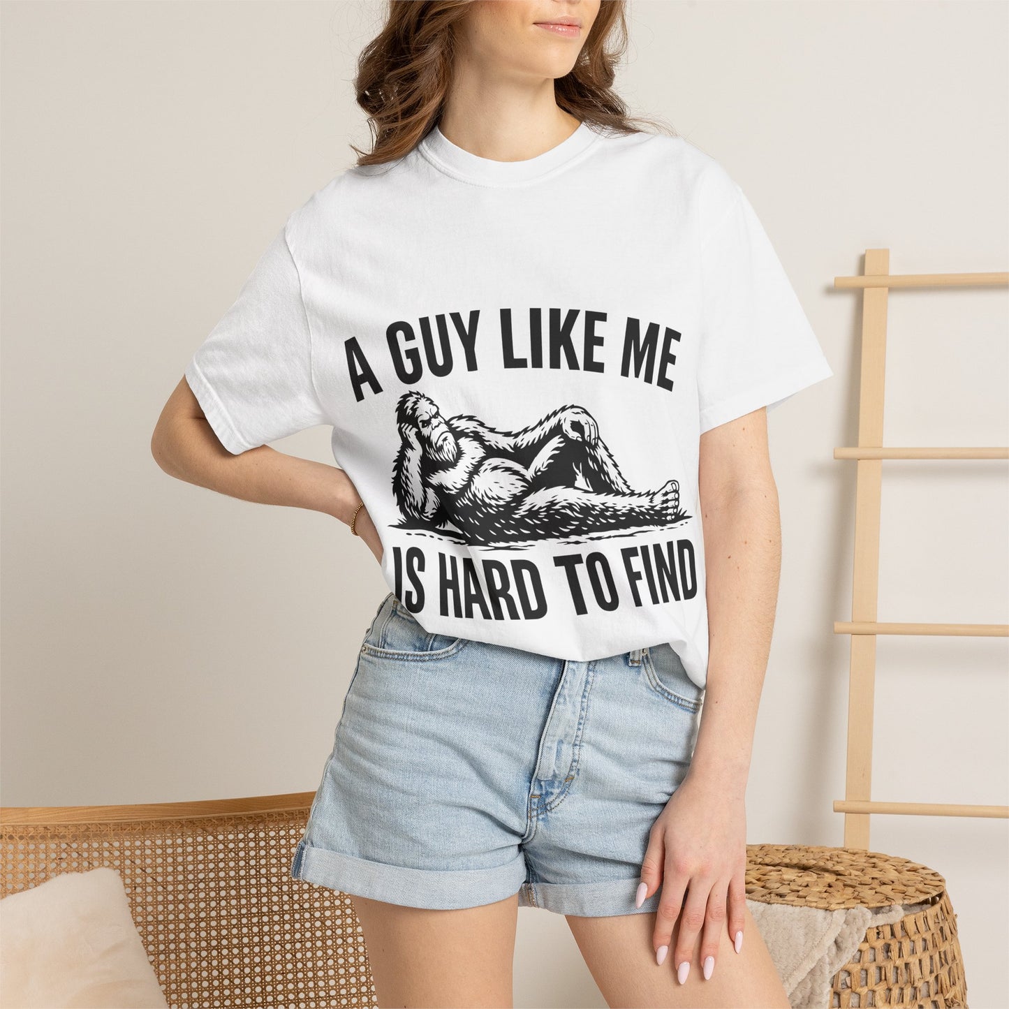 Graphic T-Shirt — “A Guy Like Me Is Hard to Find” Vintage Reclining Figure Tee