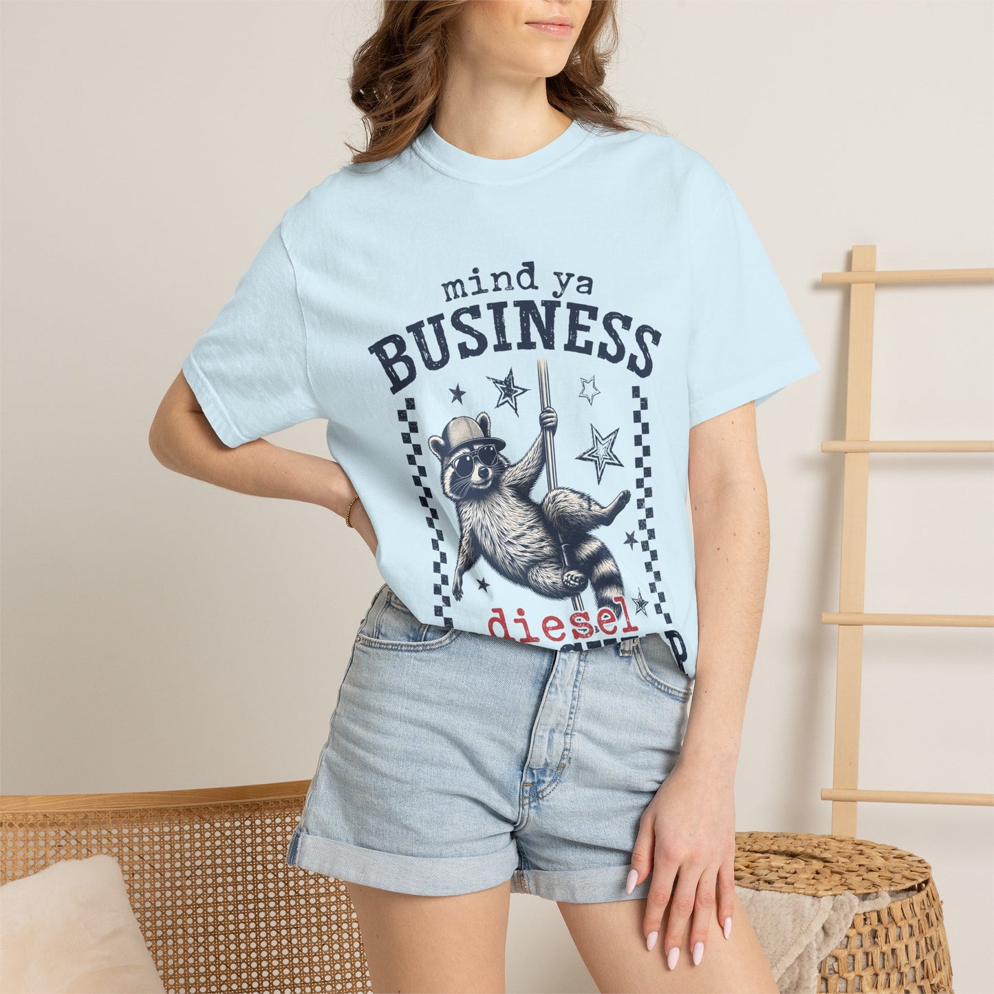 Mind Ya Business Raccoon T-Shirt — "Diesel Ain't Cheap" Graphic Tee
