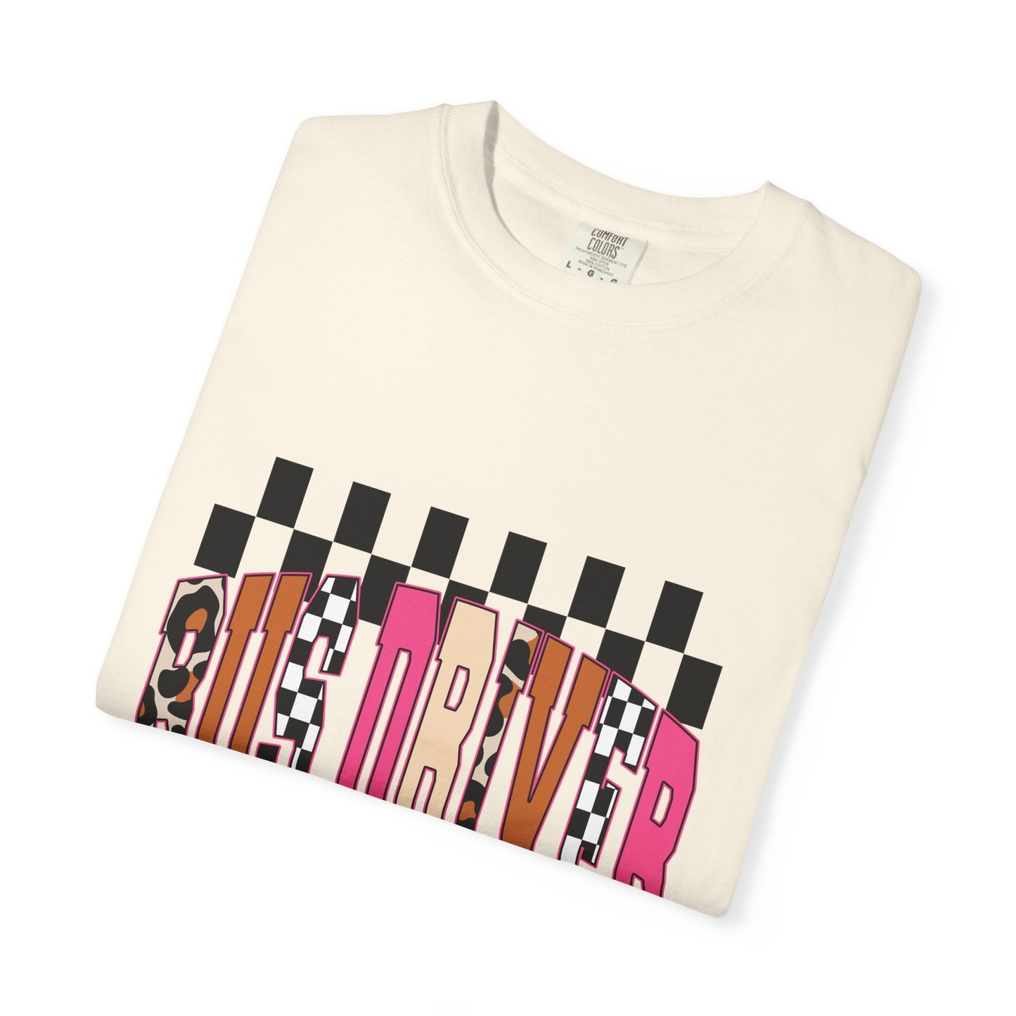 T-Shirt — 'Bus Driver' Checkerboard Graphic Tee (Retro Skate/Punk Vibe)