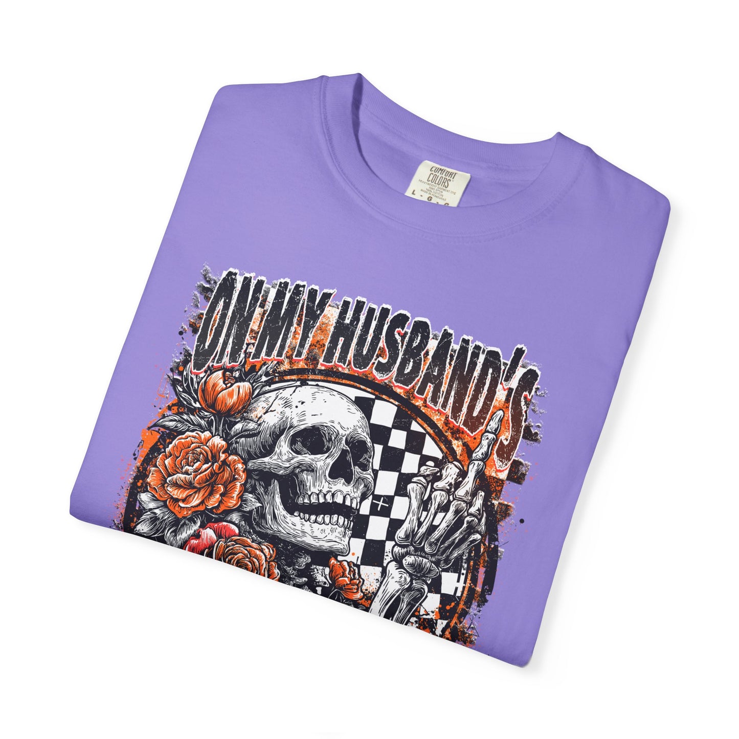Easy Nerve T-Shirt — Skull, Roses & Racing Flag Graphic Tee