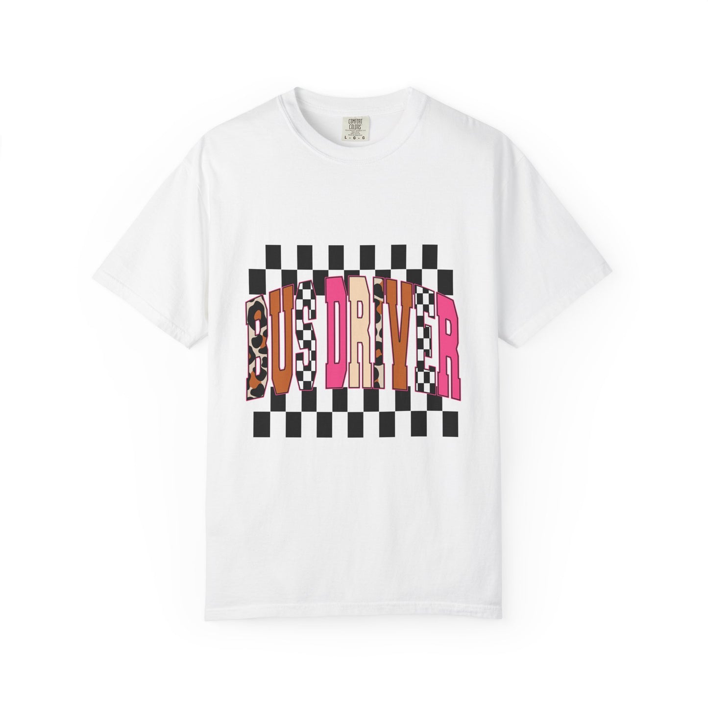 T-Shirt — 'Bus Driver' Checkerboard Graphic Tee (Retro Skate/Punk Vibe)