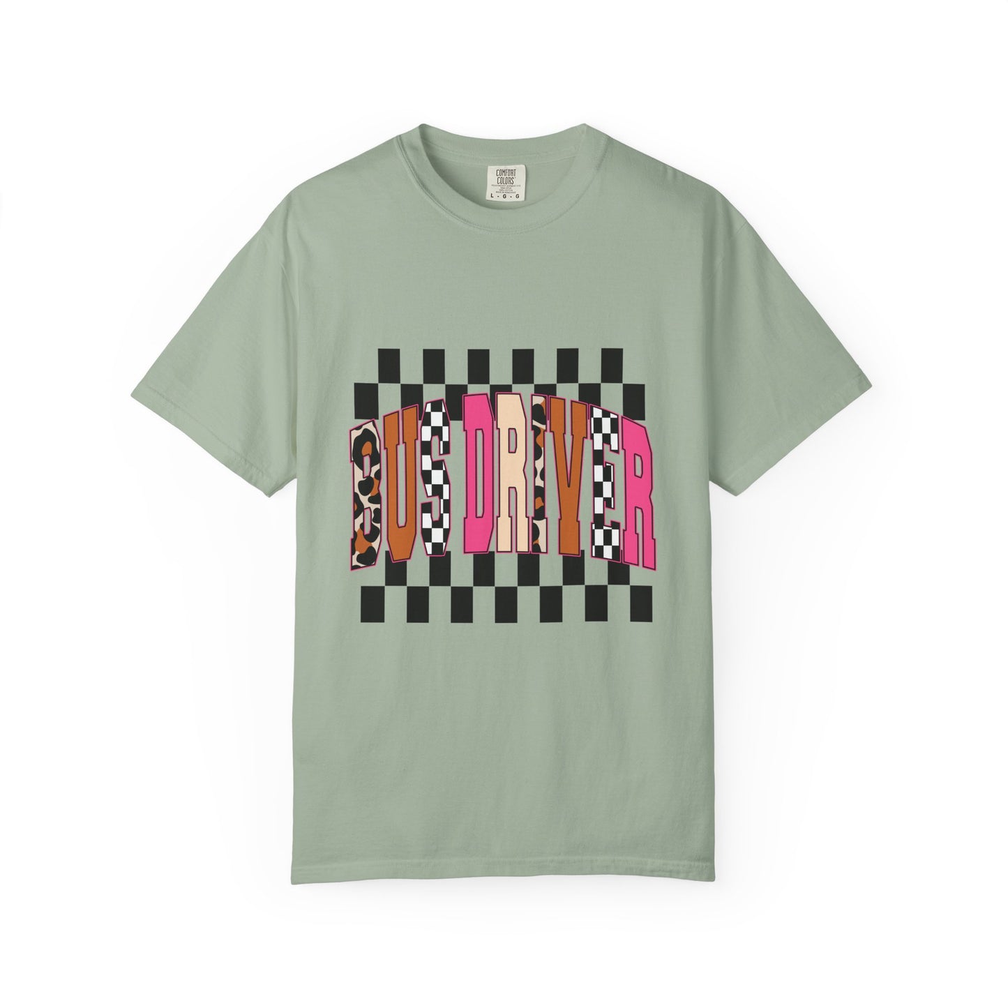 T-Shirt — 'Bus Driver' Checkerboard Graphic Tee (Retro Skate/Punk Vibe)