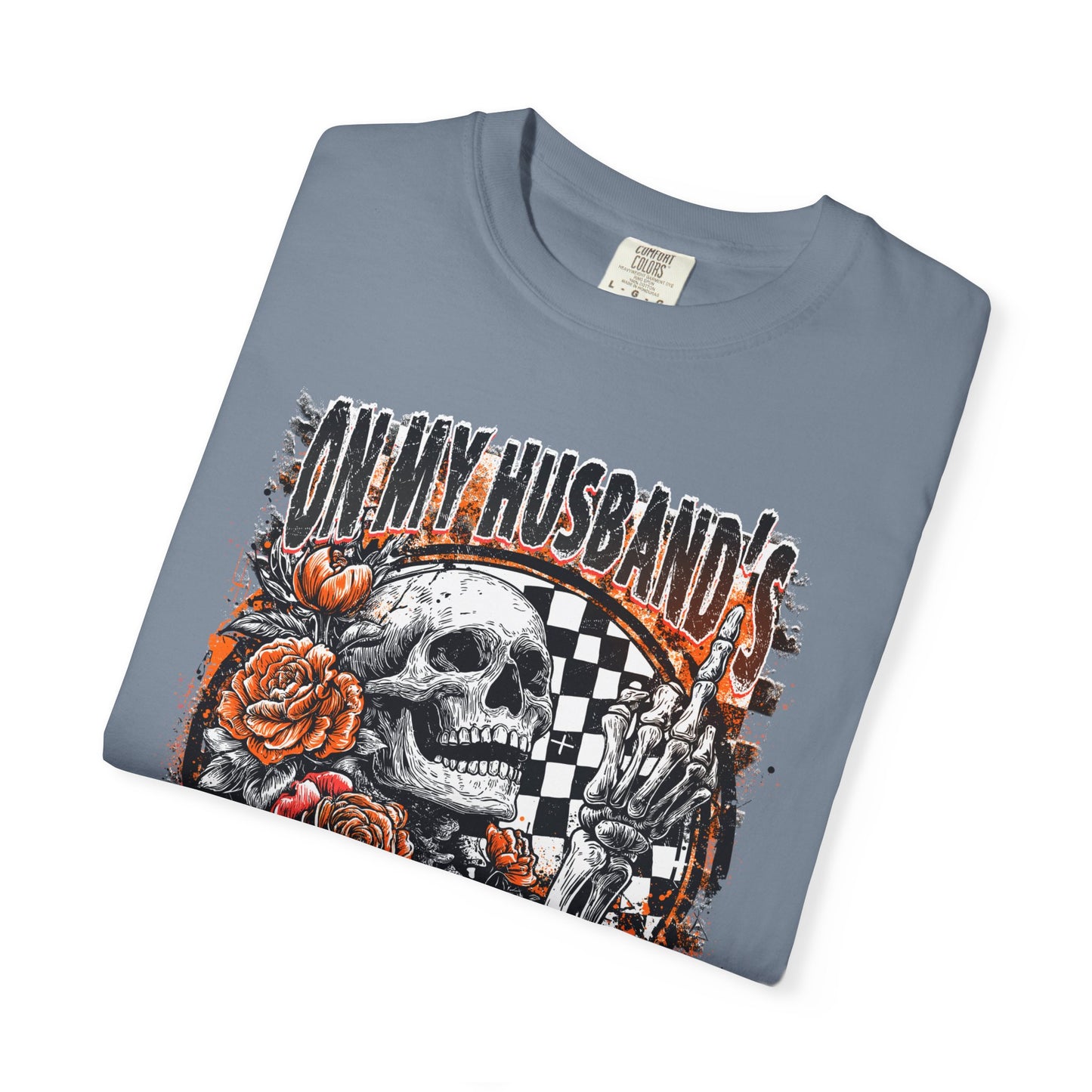 Easy Nerve T-Shirt — Skull, Roses & Racing Flag Graphic Tee