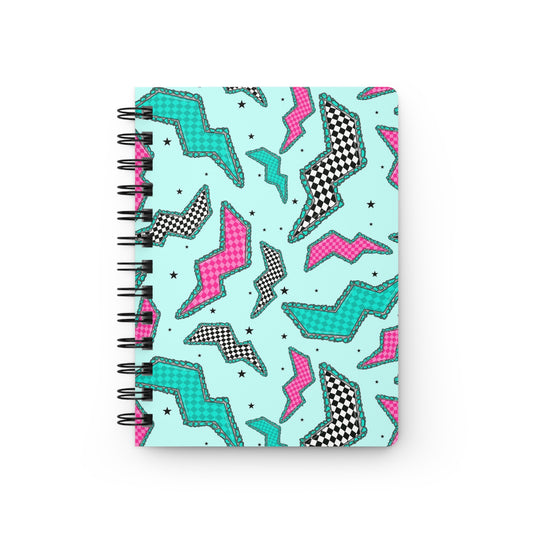 Spiral Notebook — Retro 80s Memphis Pattern in Teal & Pink
