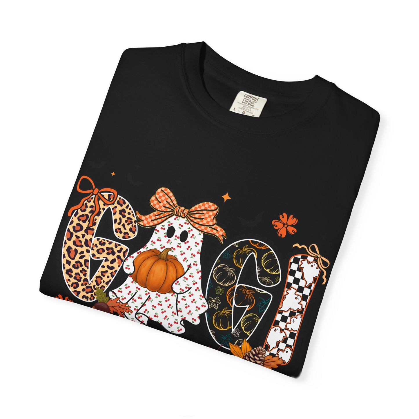 Halloween "Gigi" T-Shirt — Pumpkin, Leopard & Mask Fall Tee